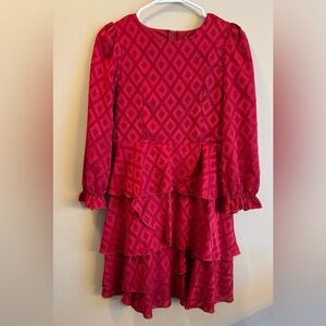 Xtraordinary Scarlet Textured Red Christmas Dress, Size Girls 16